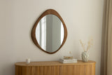 Wall mirror ORGANIC 90cm massive wood walnut wood look