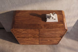 Highboard MONZA 120cm fluted front rounded edges mango wood brown w/ gold details