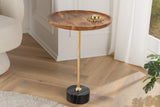 Side table TRAYFUL 55cm round 40cm cacia top and marble base