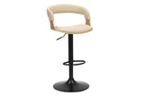 Barhocker MANHATTAN 81-110cm drehbar Kunstleder cremebeige und Eichenholzoptik