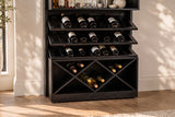 Bar cabinet SCORPION 160cm w/ mirror mango wood black
