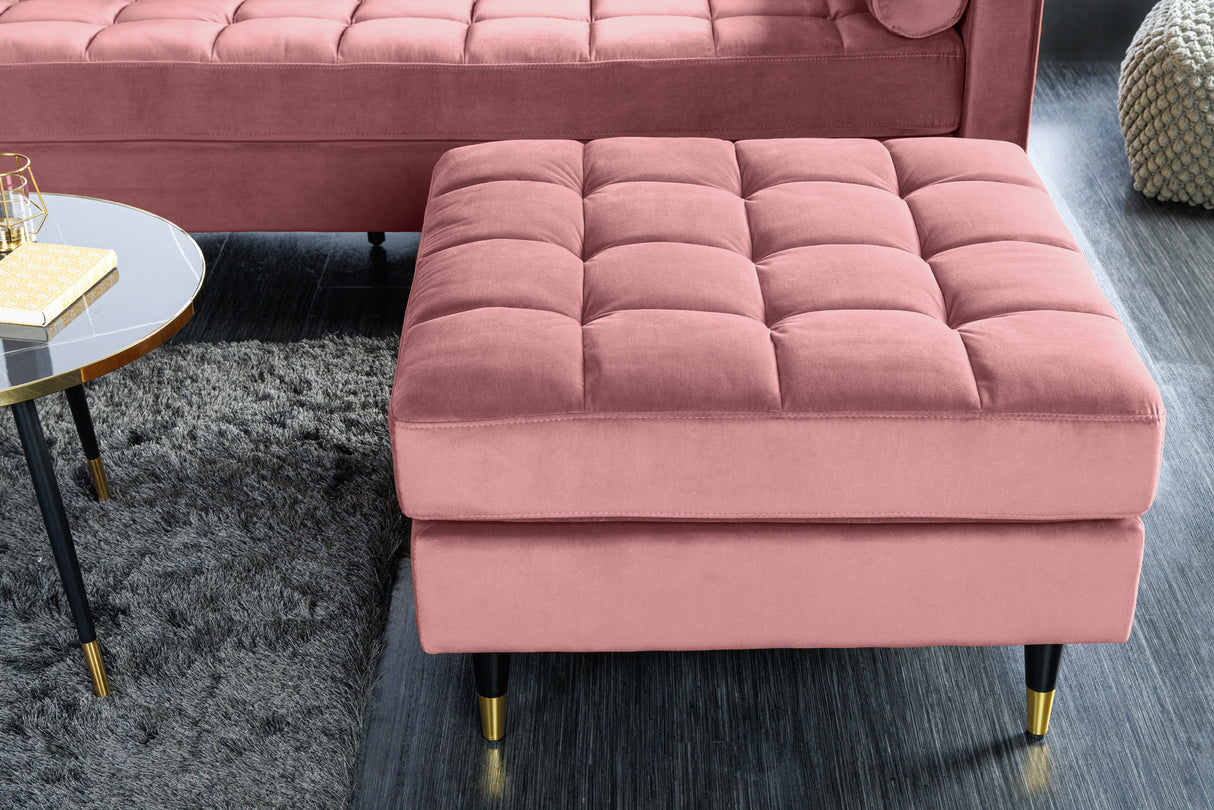 Stool COZY VELVET 80cm velvet dusky pink