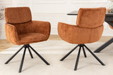 Swivel chair UNIQUE 180° w/ armrests chenille fabric rust brown and black legs