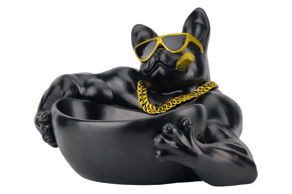 Decoration bowl BULLDOG 30cm handmade bowl with storage tray black