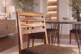 Chair MAKASSAR 90cm microfibre brown and sheesham wood brown stone finish