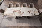 Dining table INFINITY 180-220-260cm boat-shaped extendable italian patagonia ceramic white brown