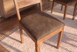 Chair MAKASSAR 80cm microfibre brown and sheesham wood brown stone finish