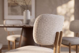 Chair BELLANO chenille creamy beige w/ oak coloured metal legs