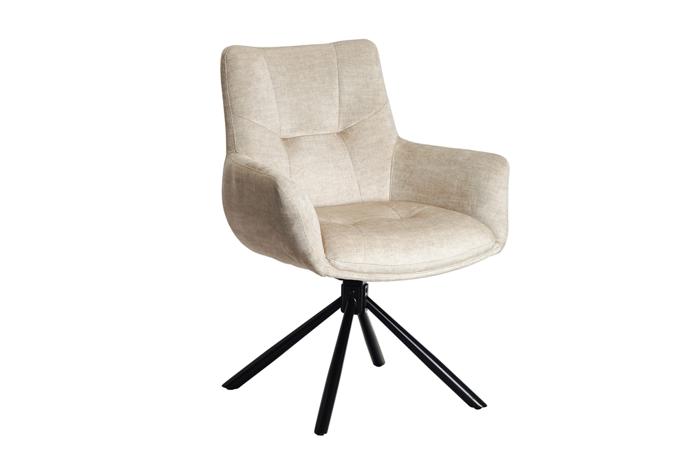 Drehstuhl SIGNATURE 360° drehbar m/ Armlehnen Federkern Samt beige