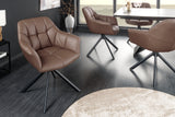 Swivel chair PAPILLON rotatable 180° with armrests Leather brown black