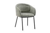 Chair FLORENZ w/ armrests textured fabric dark green and black metal frame