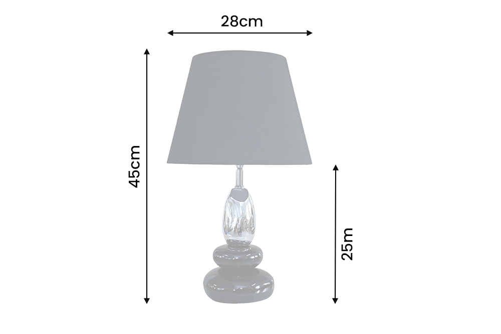 Tischlampe STONES OF ZEN 45cm m. verstellbarem Lampenschirm schwarz silber