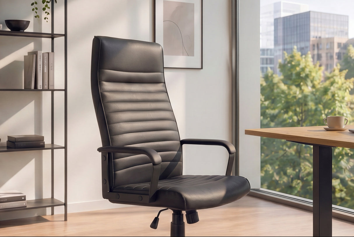 Bürostuhl LAZIO 49-59cm mit Wippfunktion Kunstleder schwarz