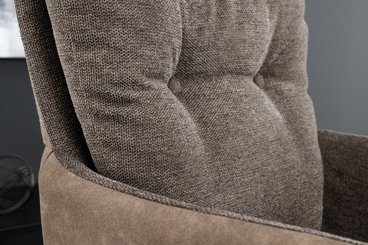 Swivel chair BIG GEORGE w/ armrests flat woven fabric microfibre taupe rotatable