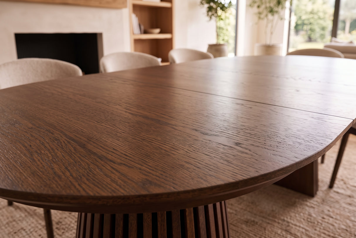 Esstisch VALHALLA WOOD rund 120-160-200 cm ausziehbar Eiche dunkel