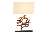 Table lamp THE WAVE 60cm teak wood lampshade beige