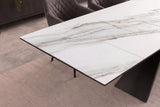 Esstisch EUPHORIA 180-220-260cm ausziehbar, Carrara Oro Keramik in Marmoroptik mit schwarzem Sternenfuß