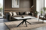 Coffee table GALAXIE 100cm w/ star frame ceramic white