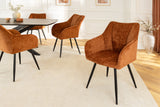 Swivel chair AVIGNON 360° w/ armrests chenille fabric rust brown and black legs