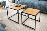 Side table SLIM LINE 50cm set of 2 wild oak wood look