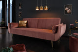 Sofa bed DIVANI 215cm with armrests velvet dusky pink