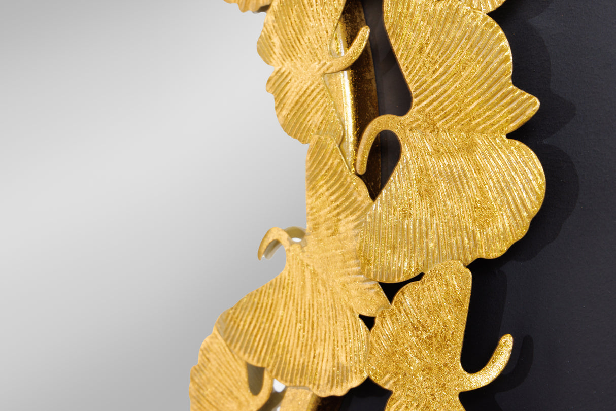 Wall mirror GINKGO LEAVES 70cm gold