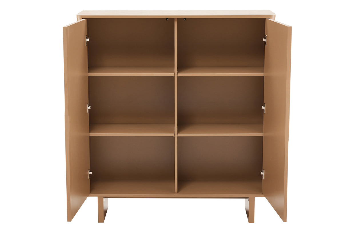 Highboard SAVOY 130cm 3D natural w/ travertine marble ceramic top