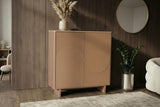 Highboard SAVOY 130cm 3D natural w/ travertine marble ceramic top