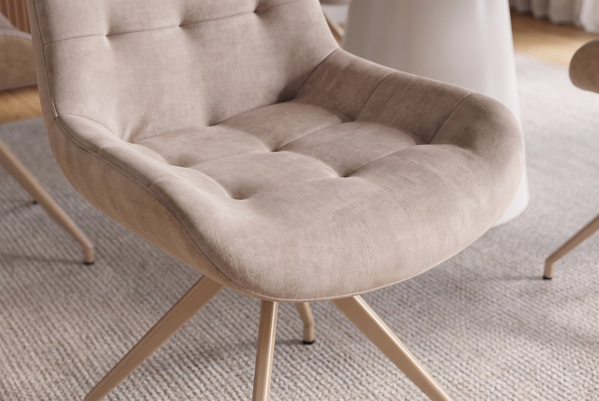 Chair DIVANI retro style velvet microfibre champagne beige