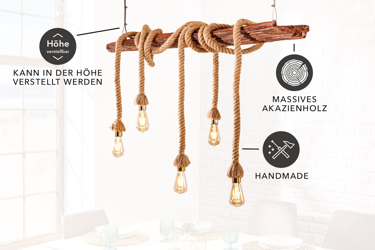 Pendant lamp SEVEN SEAS 110cm recycled acacia wood natural