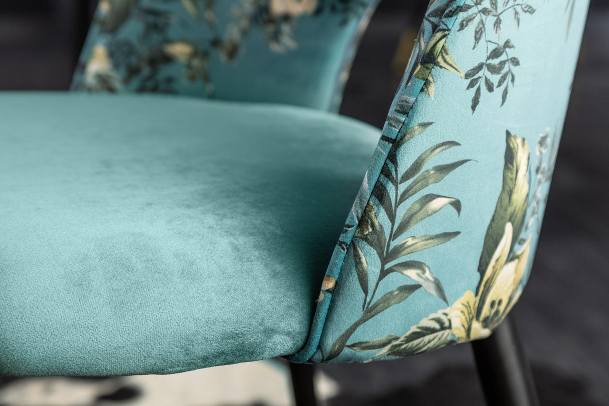 Chair PRÊT-À-PORTER BOUTIQUE velvet turquoise w/ golden foot caps