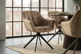 Swivel chair PAPILLON rotatable 180° w/ armrests velvet champagne greige