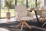 Swivel chair ALMARA 360° auto-return w/ armrests pocket spring core leather beige sand