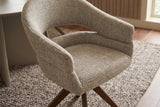 Swivel chair ORGANIKO 180° auto-return w/ armrests textured fabric taupe beige brown