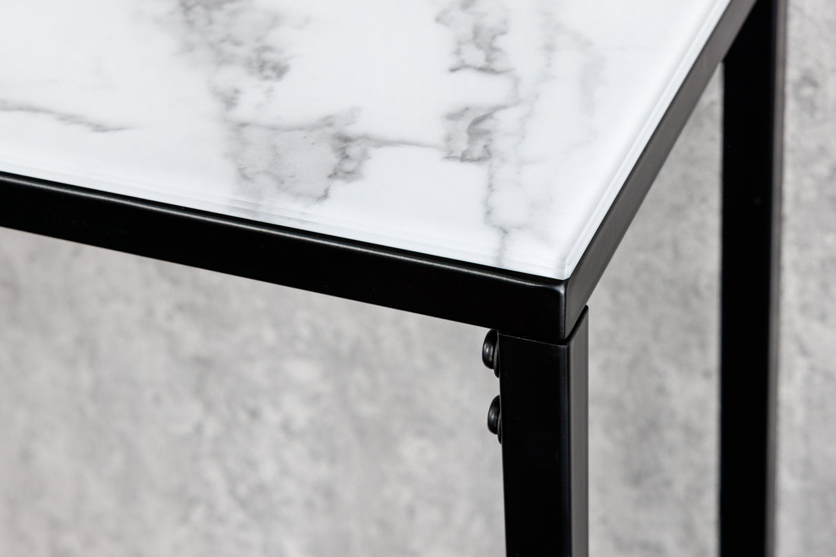 Console ELEGANCE 110cm marble look white black frame