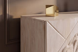 Highboard LION 120cm 3D lion front mango wood creamy w/ black metal frame