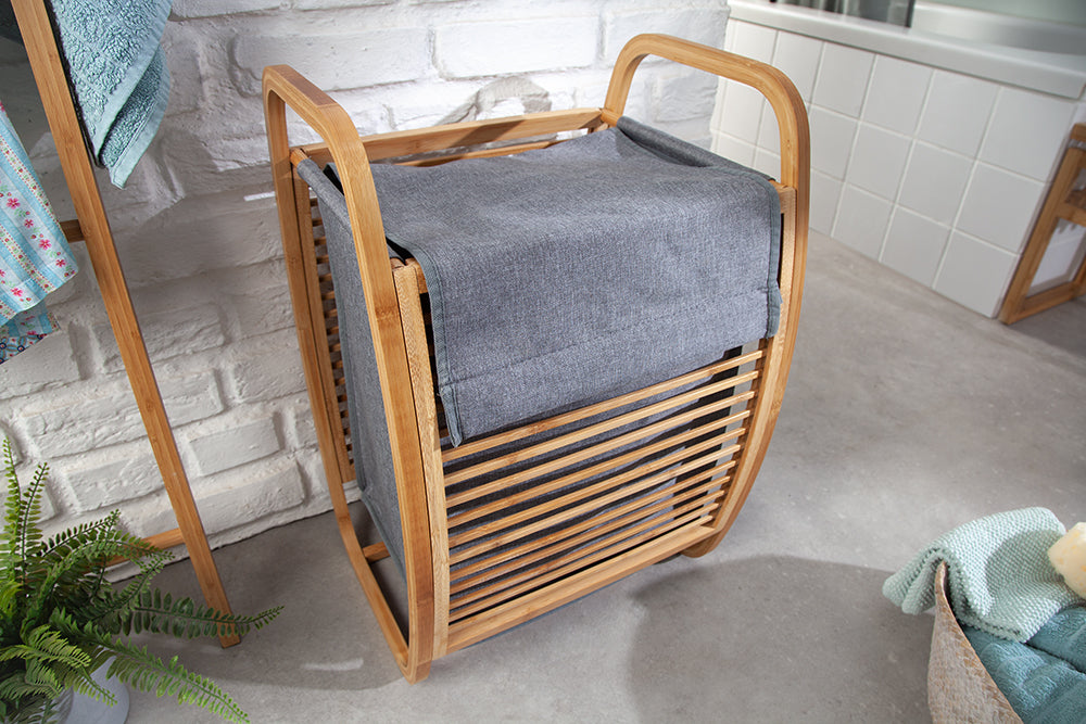 Wäschekorb LAGOON SPA 60cm Bambus natur, herausnehmbarer Beutel grau