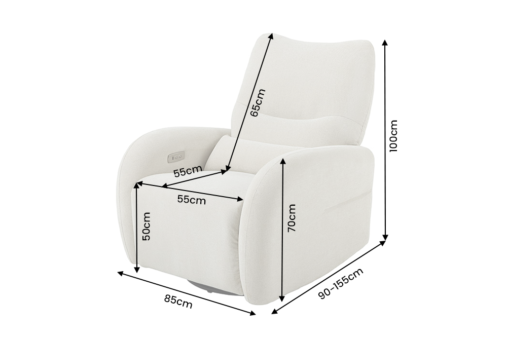 Cinema armchair PRIORITY 360° rotatable electrically adjustable w/ USB port textured fabric beige