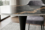 Bistrotisch LYON 80cm rund Aurora Oro Keramik Schwarz Gold Sand