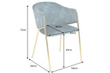 Chair NOBLESSE w/ armrests velvet teal blue golden legs