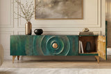 TV-Board GOLDEN SUNSET 180cm 3D Mangoholz türkis