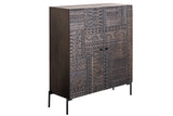 Highboard TRIBAL 120cm 3D Antik-Look Mangoholz dunkelbraun