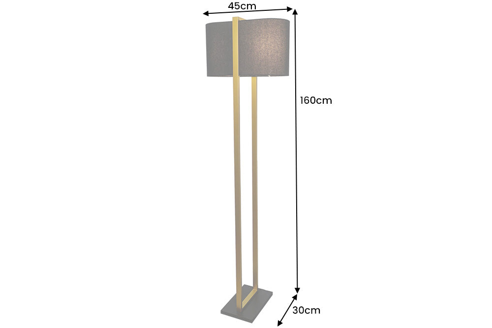 Floor lamp COLLEEN 160cm metal gold w/ black base and lampshade