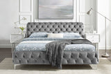 Bett MODERN BAROCK 180x200cm Samt grau im Chesterfield Stil im Barockstil