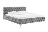 Bett MODERN BAROCK 180x200cm Samt grau im Chesterfield Stil im Barockstil