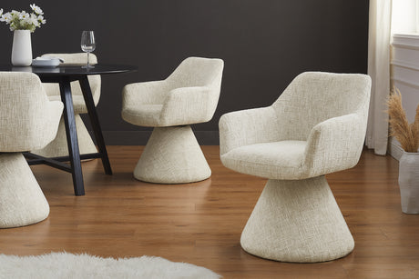 Swivel chair AMBIENTO 180° w/ armrests chenille fabric beige auto-return