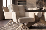 Swivel chair LUGANO 360° auto-return w/ armrests 150 kg load capacity chenille tweed beige