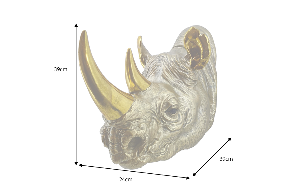 Wall decoration RHINO 40cm handmade gold