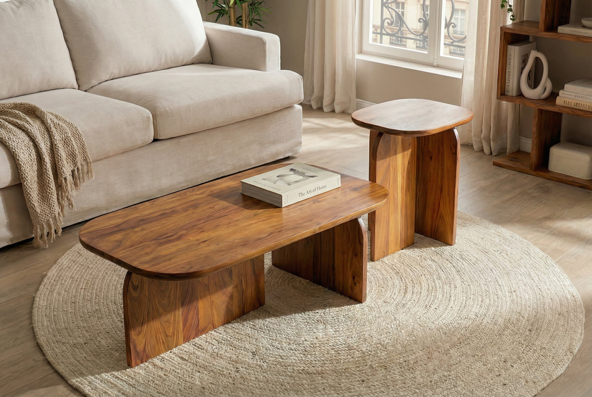 Coffee table GATSBY Set of 2 acacia wood natural