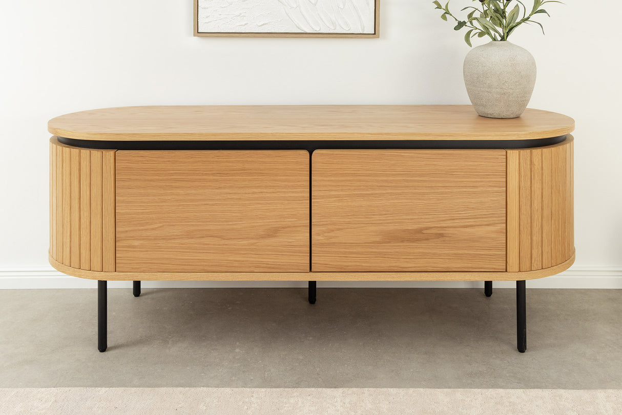 TV-Board ATELIER 120cm natural oak wood look w/ black legs